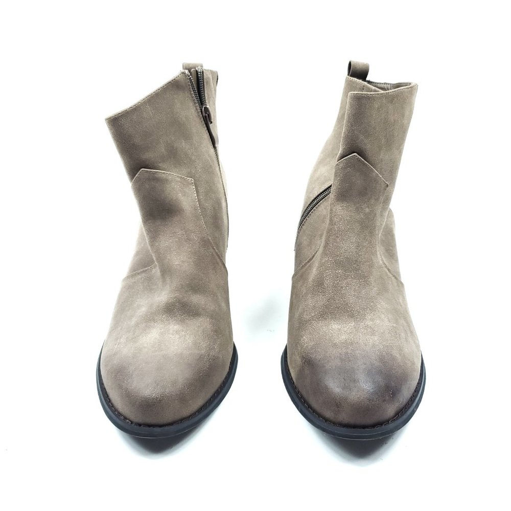 Torrid Tan Faux Leather Suede Western Heel Booties - Picture 2 of 8